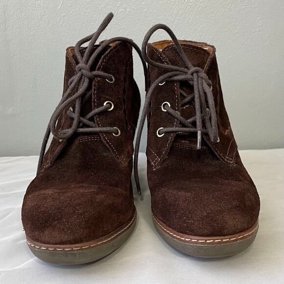 Naturalizer Boots Size 9.5 Brown Suede Wedge Heel Kaitlyn Ankle Bootie Boho - Picture 7 of 11